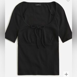 J. Crew Women’s Black Tie-Front Vintage Rib T-shirt XL BH919, NWT